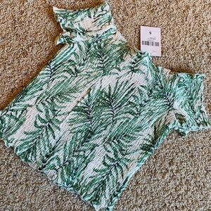 NWT Forever 21 Tropical Palm Leaf Smocked Top